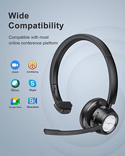 Link Dream Trucker Bluetooth Headset 20H Talktime Wireless Headset with 270°Rotatable Noise Cancelling Microphone USB Dongle for Online Meeting, Office Home, Call Center, Computer, Cell Phone