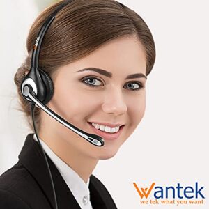 Wantek Phone Headset with Microphone Noise Cancelling, RJ9 Office Telephone Headsets Compatible with Yealink T21P T26P T23G T42G T48G T42S T46S T48S Avaya 1608 9608 9611 Grandstream Panasonic Snom