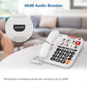 VTECH SN1127 Amplified Corded Answering System. 8 Photo Speed Dial, 90dB Ringer Volume, Big High-Contrast buttons, Audio Booster(+40db), Visual Ringer. Perfect for Seniors, Visually & Hearing Impaired
