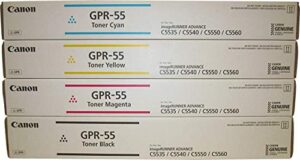 genuine canon gpr-55 black cyan magenta yellow toner set for use in the canon imagerunner advance c5535i / c5540i / c5550i and c5560i