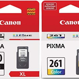 Canon PG-260 XL Black Ink Cartridge + CL-261 Color Ink Cartridge