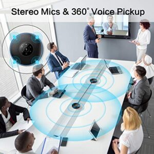 EMEET Bluetooth Speakerphone -Daisy Chain/Use Alone up to 16 attendees, M220 Professional Wireless Speakerphone 360°Voice Pick-up 8 AI Noise Cancellation Mics Skype Speakerphone for Conference Calls