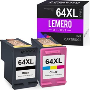 lemeroutrust remanufactured ink cartridge replacement for hp 64xl 64 xl use with hp tango envy photo 7858 7855 7155 6255 6230 7120 7864 7134 7164 6252 7830 6258 printer ink cartridges (2-pack)