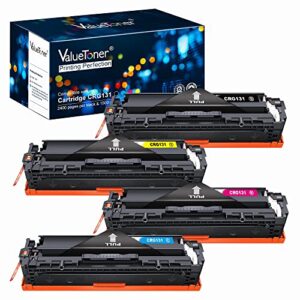 valuetoner compatible toner cartridge replacement for canon 131 131h for imageclass mf8280cw mf628cw mf624cw mf8230cn lbp7110cw printer (black,cyan,magenta,yellow,4 pack)
