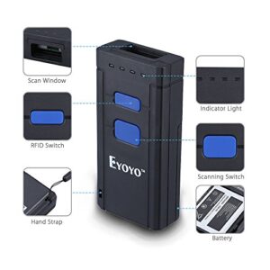 Eyoyo Mini 1D Wireless Barcode Scanner Bluetooth,3-in-1 Bluetooth&2.4G Wireless&Wired Connection, Portable Inventory Bar Code Reader Compatible with iPhone, Android, Windows, Mac Tablets or Computers