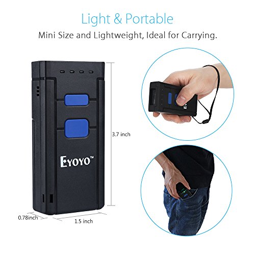 Eyoyo Mini 1D Wireless Barcode Scanner Bluetooth,3-in-1 Bluetooth&2.4G Wireless&Wired Connection, Portable Inventory Bar Code Reader Compatible with iPhone, Android, Windows, Mac Tablets or Computers