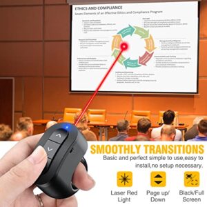 Presentation Clicker USB Rechargeable Powerpoint Clicker, Finger Ring RF 2.4GHz Wireless Presenter Remote Clicker for Powerpoint Presentations for Mac Laptop PC