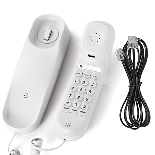 Landline Phone for Home, Corded Phone, Mini Phone, Use HD Call IC Chip, Used in Hotel, Office, Bank Call Center (White)