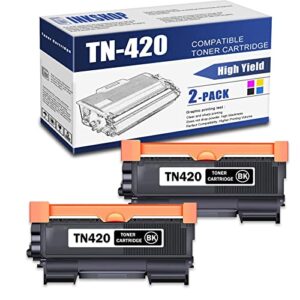 tn420 compatible tn-420 black toner cartridge replacement for brother tn-420 dcp-7060d dcp-7065dn intellifax 2840 mfc-7240 hl-2130 hl-2132 toner.(2 pack)