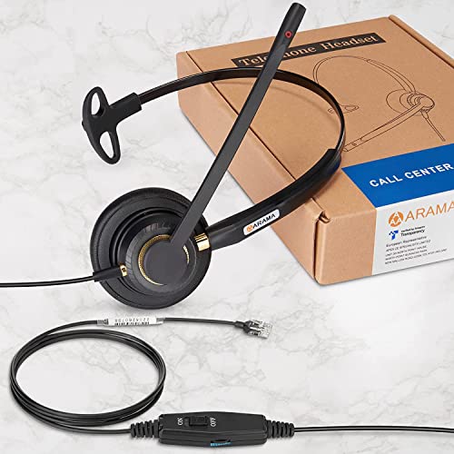 Arama Cisco Phone Headset with Noise Canceling Microphone Mute Switch Telephone Headset Compatible with Cisco IP Phones: 6941, 7841, 7861, 7941, 7942, 7945, 7960, 7961, 7962, 7965, 8811, 8841, 8845