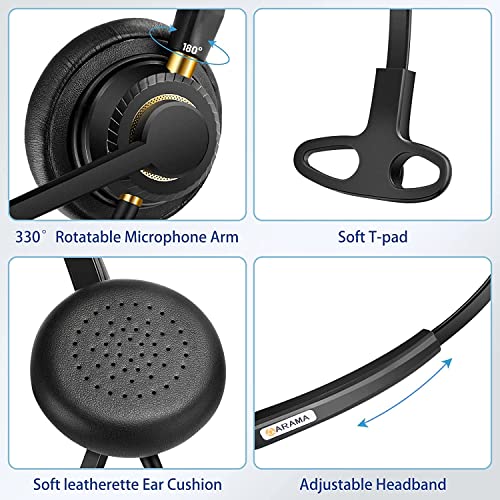 Arama Cisco Phone Headset with Noise Canceling Microphone Mute Switch Telephone Headset Compatible with Cisco IP Phones: 6941, 7841, 7861, 7941, 7942, 7945, 7960, 7961, 7962, 7965, 8811, 8841, 8845