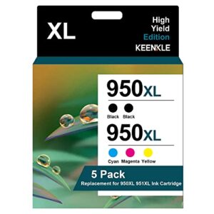 950xl 951xl ink cartridges (5 pack) replacement for hp 950xl 951xl combo work with pro 8600 8610 8620 8625 8100 8630 8660 printer