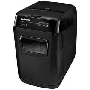 fellowes automax 150c 150-sheet cross-cut auto feed shredder with jam protection for hands-free shredding (4680001), black