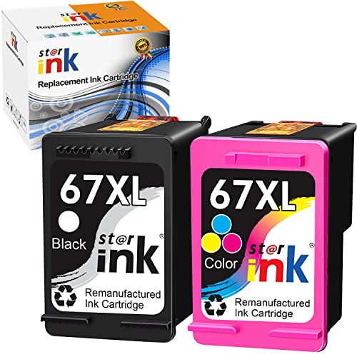 st@r ink 67XL Ink Cartridges Replacement for HP Ink 67 hp67 hp67xlblk Black Color for Envy 6000 6055e 6055 6400 6455e 6458e DeskJet 2700 2700e 2755e 2752e 2755 4100 4100e 4155e 4155 Printer, 2Packs