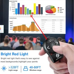 AMERTEER Wireless Presenter RF 2.4GHz Presentation Laser Pointer Finger Ring Remote PowerPoint PPT Slides Clicker Pen Rechargeable