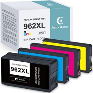 actualcolor c 962xl remanufactured ink cartridge replacement for hp 962 xl for officejet pro 9010 9015 9025 9018 9020 9012 printer (black cyan magenta yellow, 4-pack)