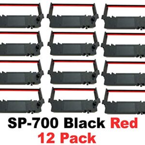 12 PACK SP-700 Ribbon Ink Cartridge Quality BLACK and RED Compatible with STAR Printer RC-700BR, SP700, 712, 742