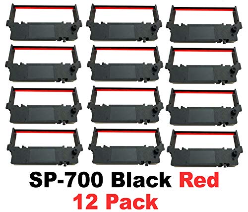 12 PACK SP-700 Ribbon Ink Cartridge Quality BLACK and RED Compatible with STAR Printer RC-700BR, SP700, 712, 742