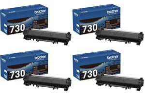 brother genuine black toner cartridge 4-pack, tn730, replacement black toner, page yield up to 1,200 pages each
