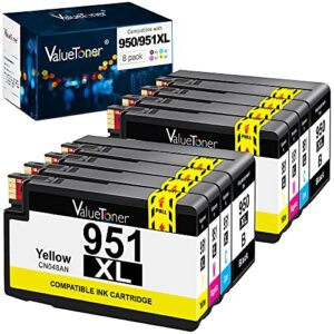 valuetoner compatible ink cartridge replacement for hp 950xl 951xl 950 xl 951 xl for officejet pro 8600 8610 8100 8615 8620 8630 8660 251dw printer 8 pack (2 black,2 cyan,2 magenta,2 yellow)