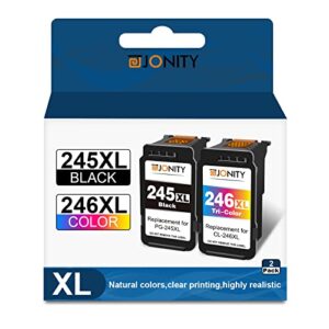 jonity remanufactured ink cartridges 245 xl and 246 xl replacement for canon 245 & 246 pg 245xl cl 246xl for canon pixma mx492 mx490 mg2920 mg2922 mg2420 ip2820 printer (1 black 1 tri-color)