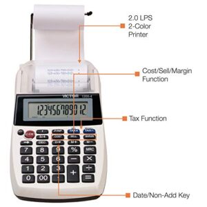 Victor 1205-4 12 Digit Portable Palm/Desktop Commercial Printing Calculator