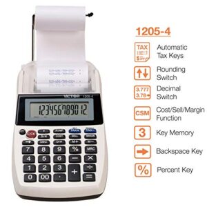 Victor 1205-4 12 Digit Portable Palm/Desktop Commercial Printing Calculator