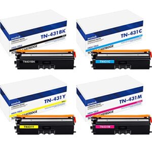 tn431 tn-431 toner cartridges 4-packs: tn433 standard yield tn 431 toner replacement for brother tn-431bk tn-431c tn-431m tn-431y mfc-l8900cdw hl-l8360cdw hl-l8260cdw mfc-l8610cdw hl-l8360cdwt printer