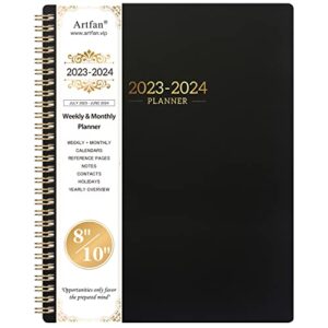 planner 2023-2024 – academic planner 2023-2024 from jul.2023 – jun.2024, 2023-2024 planner weekly & monthly with tabs, 8″ x 10″, flexible cover, thick paper, twin-wire binding, perfect daily organizer – black