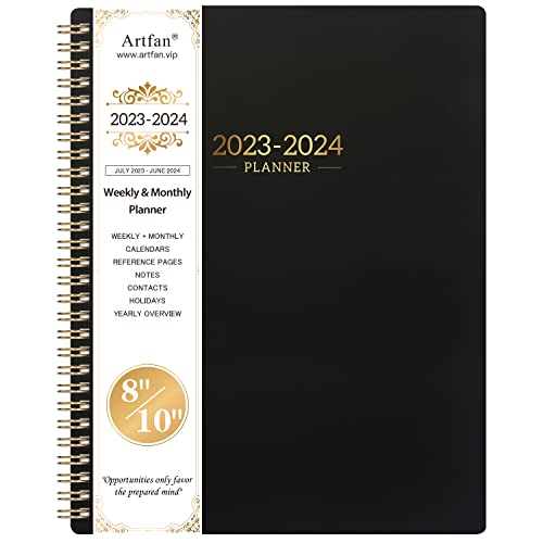 Planner 2023-2024 - Academic Planner 2023-2024 from Jul.2023 - Jun.2024, 2023-2024 Planner Weekly & Monthly with Tabs, 8" x 10", Flexible Cover, Thick Paper, Twin-Wire Binding, Perfect Daily Organizer - Black