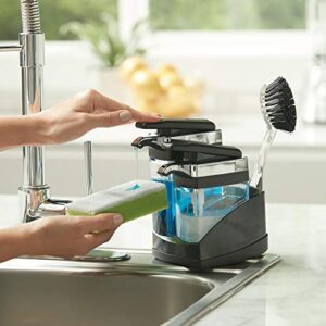 Casabella Sink Sider Duo Soap Dispensers with Sponge, Black and Chrome Plating