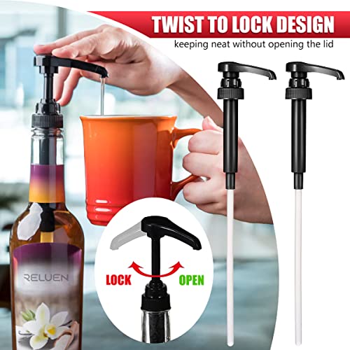 Black Pump Coffee Syrup Pumps - 4 Pcs Coffee Creamer Pump Dispenser Milk Pump for Gallon Black Cherry Juice Bottle Pumps Soda Can Pump - Ketchup Can Pump Half Gallon Pump Squirt Bottle Pump Reluen