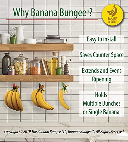 Banana Bungee Black Banana Holder Gadget, Made in USA; Holds Multiple Bunches or Single Bananas