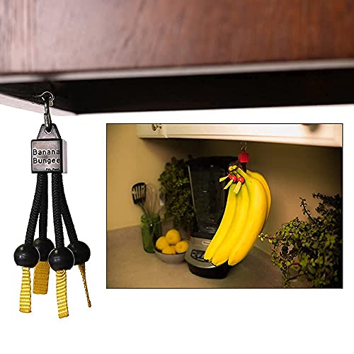 Banana Bungee Black Banana Holder Gadget, Made in USA; Holds Multiple Bunches or Single Bananas