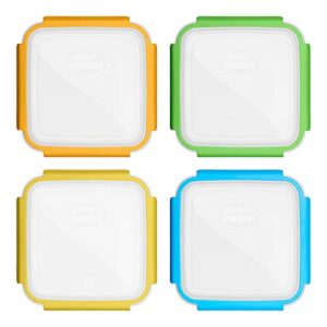 Snap Fresh - 4 Pack of Sandwich Containers (450 ml) - Reusable, BPA Free Plastic, Snap & Lock Shut Lids and Silicone Seal. Great for Fruit, Salad, Lunch Box Snacks and Food Storage; Kids and Adults