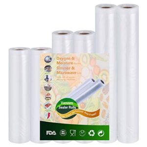 vacuum-sealer rolls food-storage bags for food – 2 rolls 6″x10′ and 2 rolls 8″x10′ and 2 rolls 11″x10′ sous vide cooking, mircowave & freezer food storage…