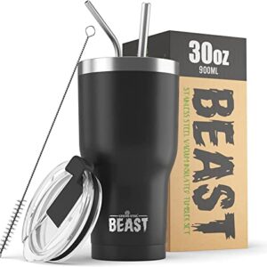 Beast 30 oz Tumbler Stainless Steel Vacuum Insulated Coffee Ice Cup Double Wall Travel Flask (Matte Black)