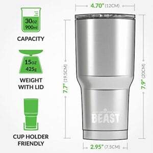 Beast 30 oz Tumbler Stainless Steel Vacuum Insulated Coffee Ice Cup Double Wall Travel Flask (Matte Black)