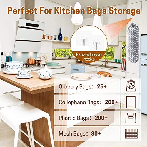 SWISSELITE 2Pcs Plastic Bag Holder, Wall Mount Plastic Bag Organizer, Large Grocery Bag Storage Dispenser, 22x9 in