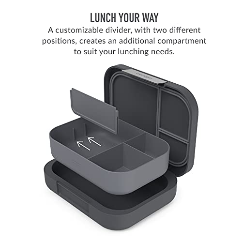 Bentgo® Modern - Versatile 4-Compartment Bento-Style Lunch Box for Adults and Teens, Leak-Resistant, Ideal for On-the-Go Balanced Eating - BPA-Free, Matte Finish and Ergonomic Design (Dark Gray)