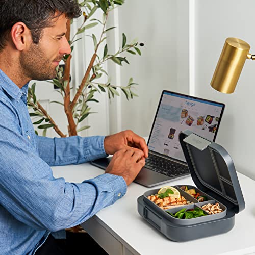 Bentgo® Modern - Versatile 4-Compartment Bento-Style Lunch Box for Adults and Teens, Leak-Resistant, Ideal for On-the-Go Balanced Eating - BPA-Free, Matte Finish and Ergonomic Design (Dark Gray)