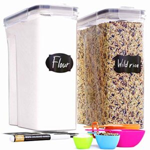 extra large cereal containers storage (213oz) for rice, flour, sugar, cereal & bulk food storage – set of 2 bpa free tall airtight food storage containers for kitchen & pantry organization