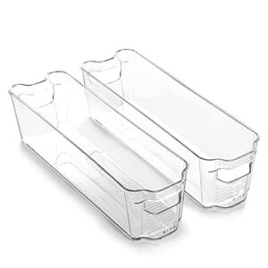 bino | stackable storage bins, small – 2 pack | the stacker collection | clear plastic storage bins | built-in handles | bpa-free | containers for organizing kitchen pantry | multi-use organizer bins