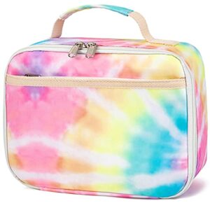 kids lunch box boys girls insulated lunch cooler bag reusable lunch tote kit for school travel (094 tie dye)