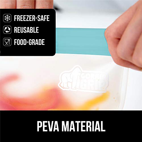 Gorilla Grip Reusable, Leakproof Secure Zip Freezer Safe, Food Grade PEVA Food Storage Bags, Lunch Storage Produce, School, Work, Snack, Sandwich