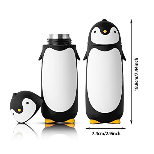 TOMLFF Penguin Stainless Steel Vacuum Thermos Travel Mug Tea Water Bottle Coffee Flask (Black)