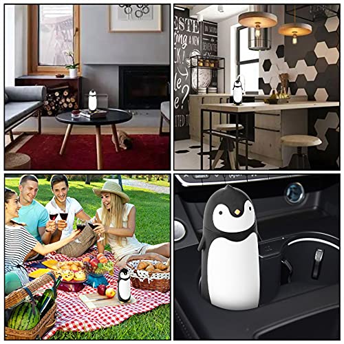 TOMLFF Penguin Stainless Steel Vacuum Thermos Travel Mug Tea Water Bottle Coffee Flask (Black)