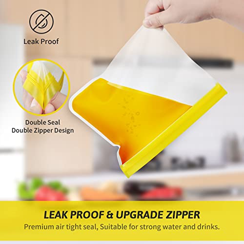 Reusable Ziplock Bags Silicone Dishwasher Safe, 12 Pack BPA FREE Reusable Freezer Bags, Reusable Sandwich Kids Snack Bags, Leakproof Reusable Food Storage Bags for Lunch, 2 Gallon 6 Sandwich 4 Snack