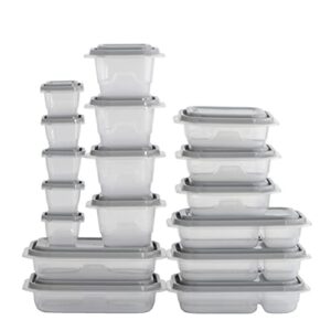 goodcook everyware set of 17 bpa-free plastic food storage containers with lids (34 pieces total), clear/grey
