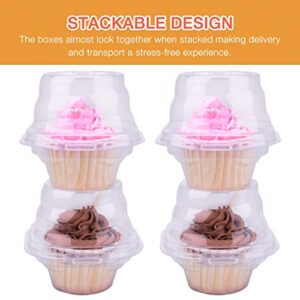 HIMETSUYA Cupcake Boxes Individual Cupcake Containers, 50 Packs Regular Single Cupcake Holder High Topping for Muffins, Thicker Stackable Plastic Cupcake Carrier for Party (50 pack)